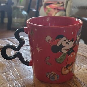 Disney Red Mickey Mouse Holiday Mug with Black Heart Handle